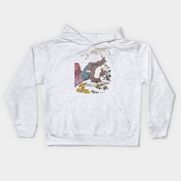 Large Feet Color Portrait Kids Hoodie by Mike's Designs